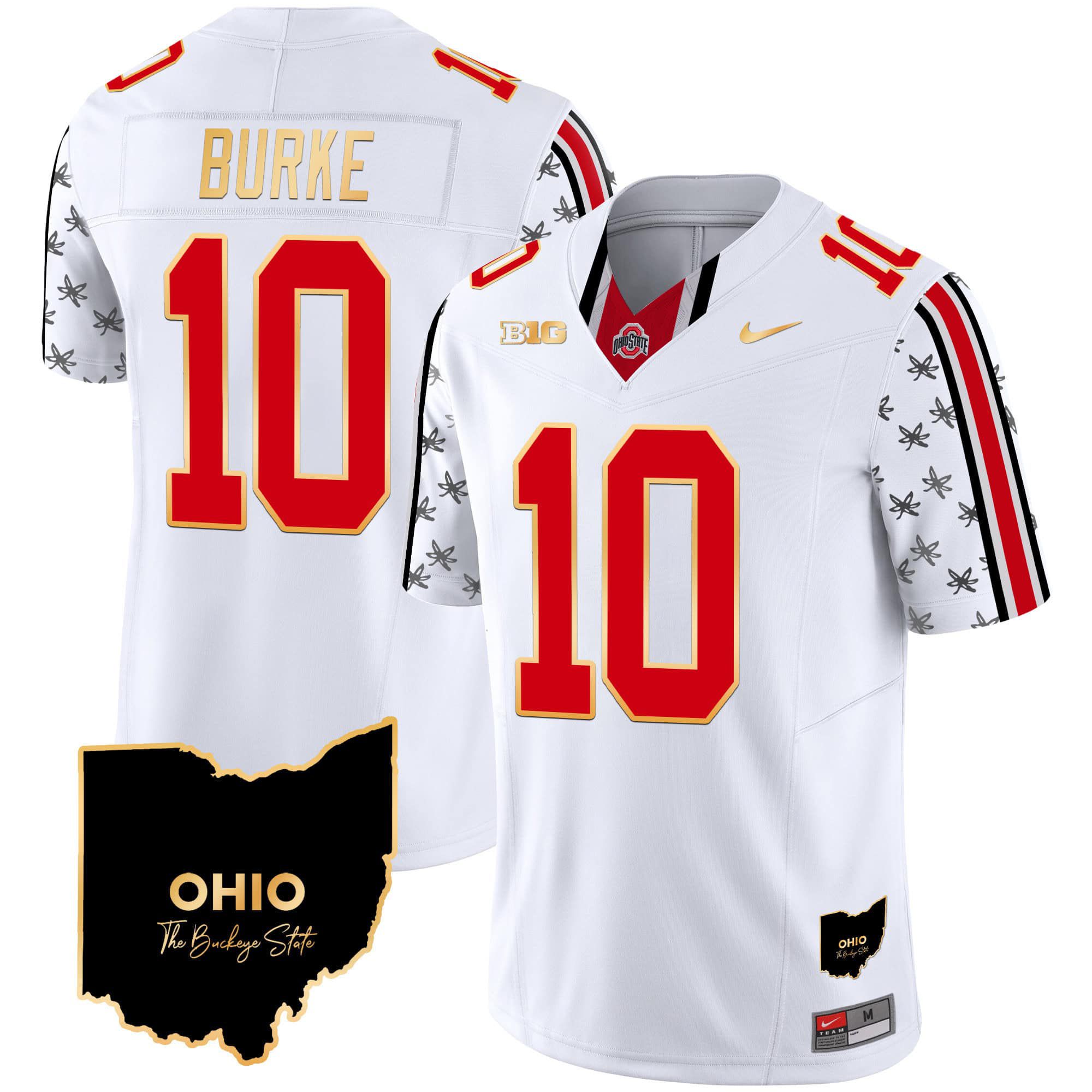 Men Ohio State Buckeyes #10 Burke White 2024 Nike Home Patch Gold Trim Vapor Limited NCAA Jersey